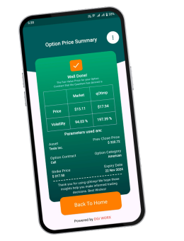 Option price summary